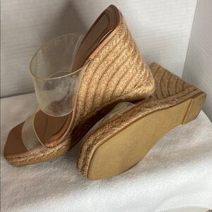 Zara Tan Wedge Shoes with Natural Rope Sole